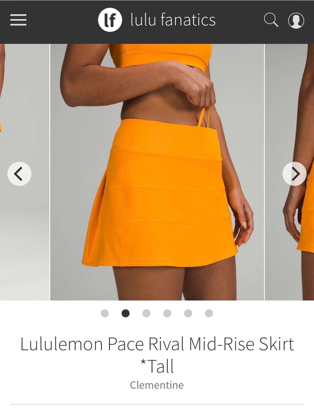 lululemon sz 8 Tall Pace Rival Skirt Clementine skirt athleisure loungewear BOC - Picture 3 of 13